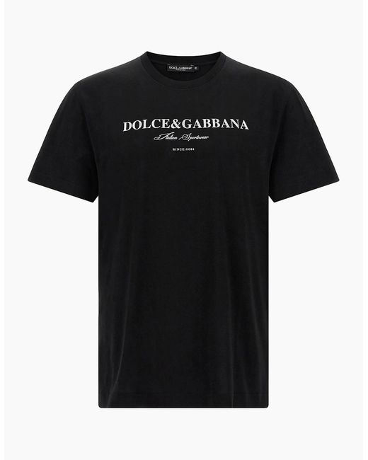 Dolce & Gabbana Black Italian Sportswear Flocked Logo T-Shirt for men