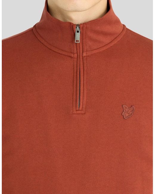 Lyle & Scott Red Superfine Cotton 1/4 Zip Sweatshirt for men