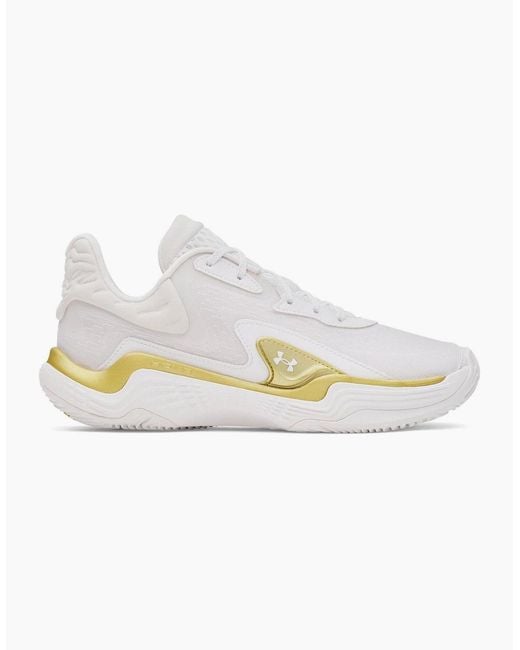 Under Armour White Spawn 7 Basketball Trainers