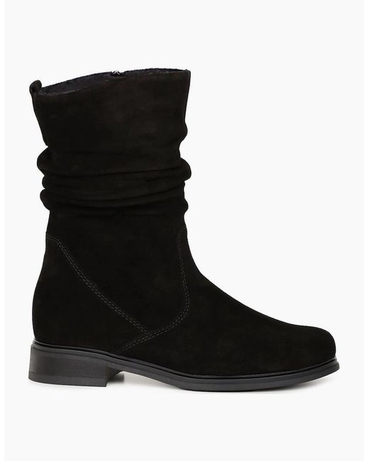 Gabor Black Hodie Calf Length Boots