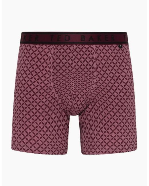 Ted Baker Red 3-Pack Geo Print Boxer Briefs, /Claret for men