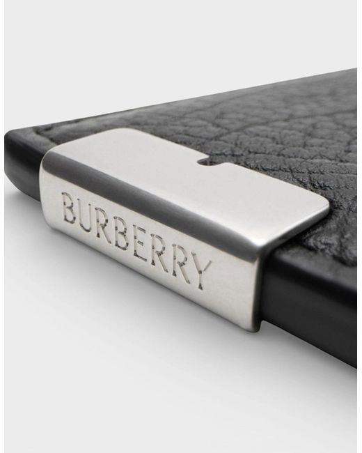 Burberry Black Sandon Grained Leather Card Holder for men