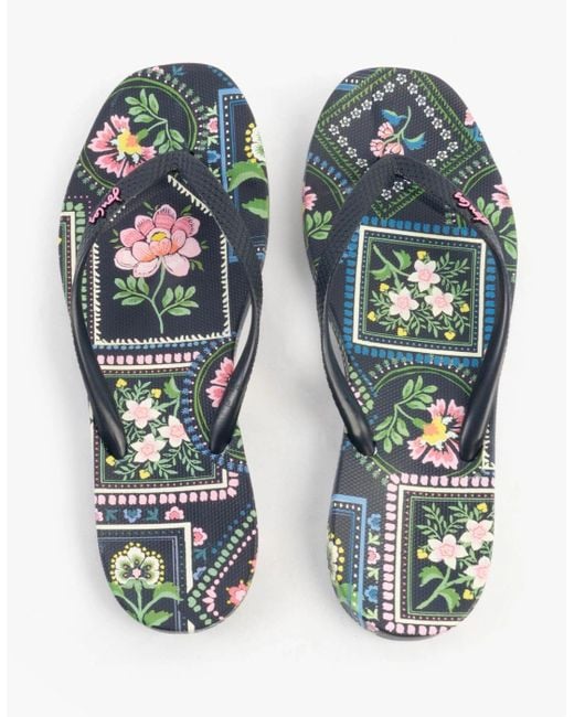 Joules Natural Sunvale Flip Flops Mosaic Floral