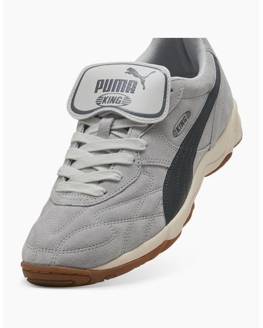 PUMA Gray King Indoor Suede Low Top Trainers for men