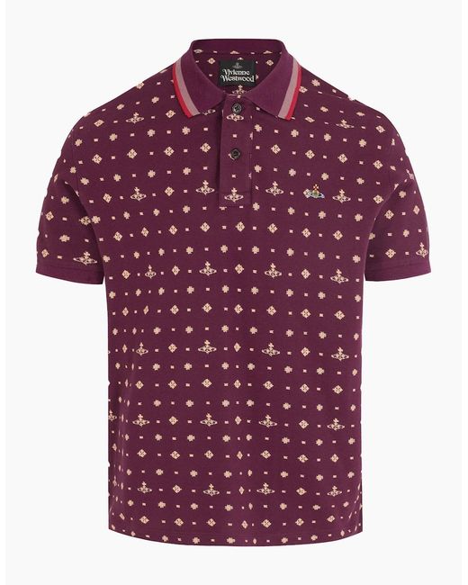 Vivienne Westwood Red All Over Orb Polo Shirt Burgundy for men