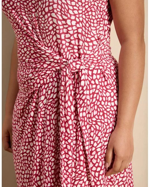 Live Unlimited London Pink Abstract Short Sleeve Tie Side Jersey Midaxi Dress