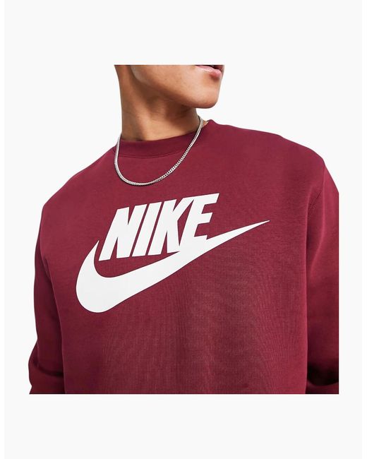 Nike Red Dq4912 Sweatshirt Sportswear Club Fleece Crew Neck Pullover Jumper New for men