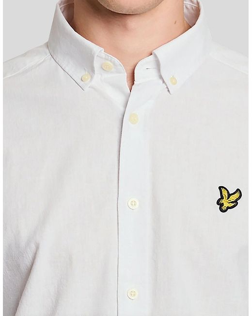 Lyle & Scott White Linen Blend Oxford Shirt for men