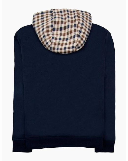 Aquascutum Blue Club Check Hoodie 11 for men