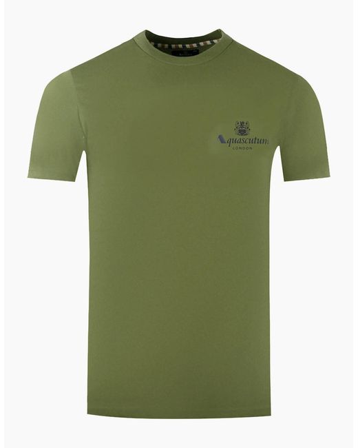 Aquascutum Green London Aldis Brand Logo On Chest Army T-Shirt for men