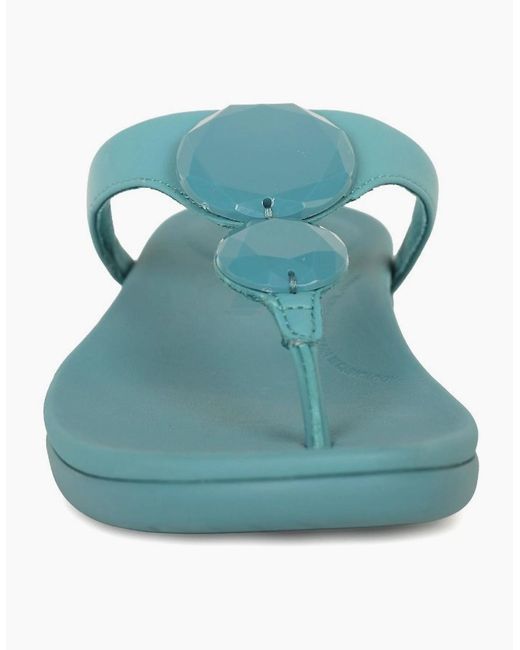 Fitflop Blue Solay Glossy Disc Toe Post Sandals