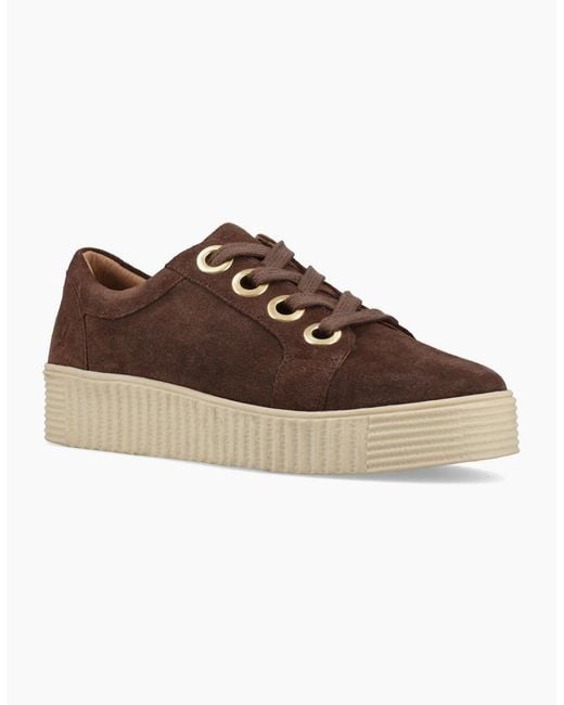 Hush Puppies Brown Tamsin Suede Chocolate Slim Fit Trainers