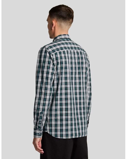 Lyle & Scott Blue And Washed Check Poplin Shirt for men