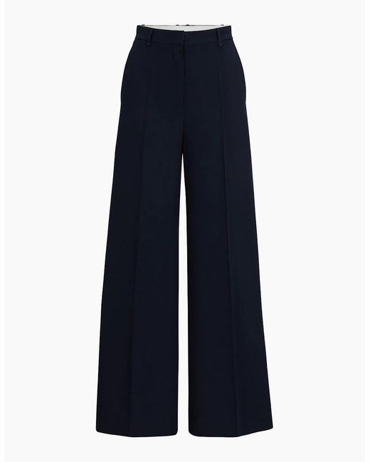 Boss Blue Tikela Solid Patterned Wide Leg Chinos