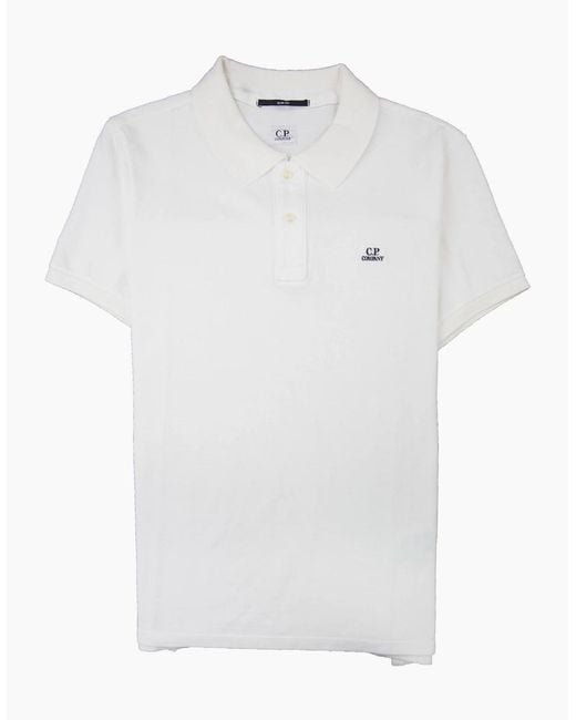 C P Company White Chest Logo Polo for men