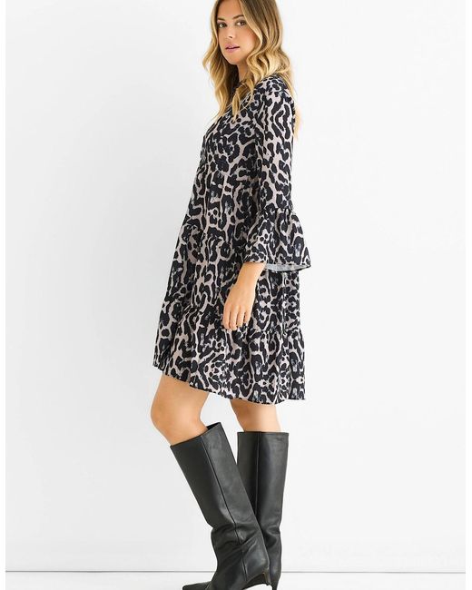 Gini London Black Animal Print Skater Mini Dress