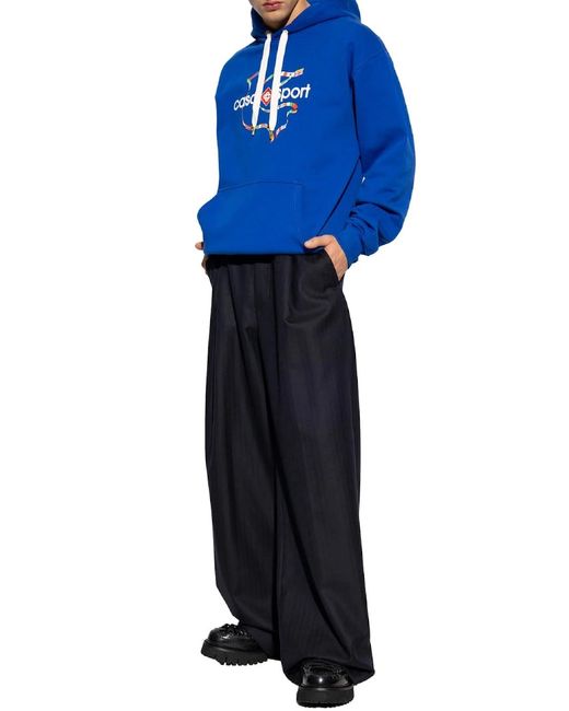 Casablanca Blue Drapeau De Collombes Printed Hoodie for men