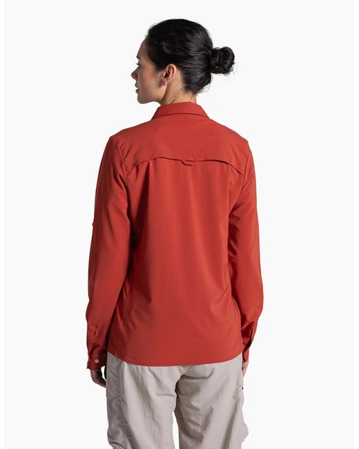 Craghoppers Red Ladies Nosilife Pro Iii Nosilife Long-Sleeved Shirt