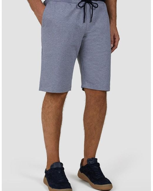 Paul & Shark Blue Shark Badge Stretch Fleece Cotton Bermuda Shorts for men