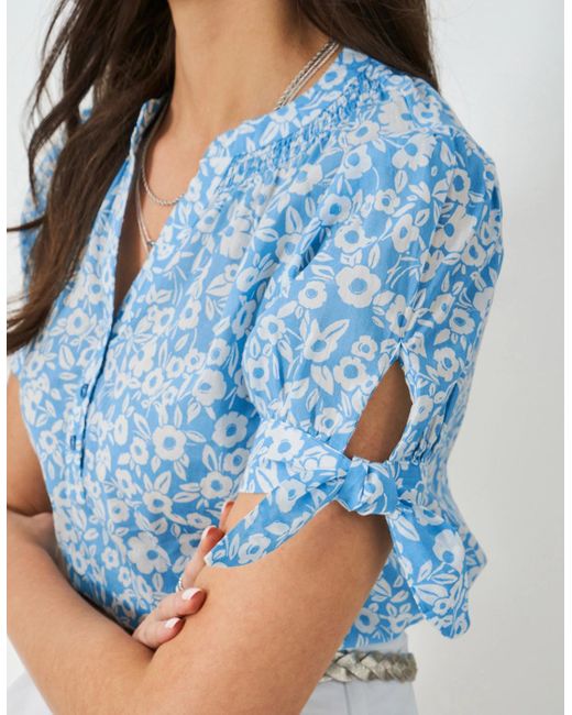 Crew Blue Lucis Blouse Nicola Print Dusk