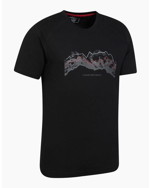 Mountain Warehouse Black Tech Mountains Organic T-Shirt for men