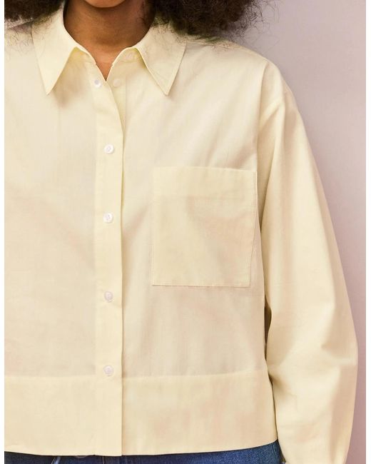 Ro&zo Natural Buttermilk Cotton Poplin Cropped Shirt