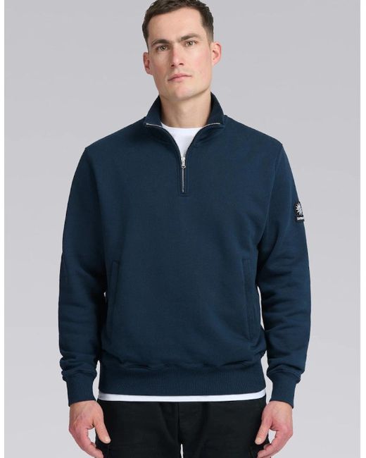Sandbanks Blue Quarter Zip Sweatshirt for men