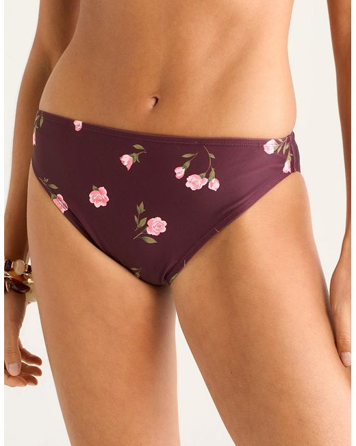 Gini London Red Mulberry Floral Printed Bikini Bottom