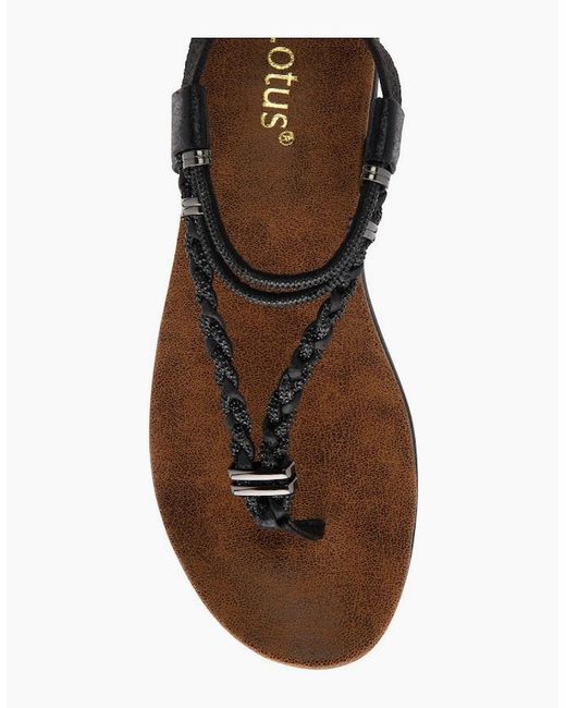 Lotus Black Sol Toe Post Sandals