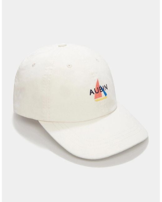 aubi White Hendwell Washed Twill Cap for men