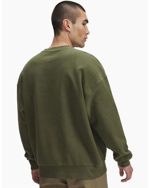 Under Armour Green Terry Lettering Crew Neck Drop Shoulder Sweatshirt for men