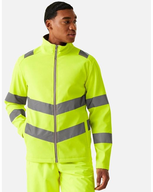 Regatta Yellow Professional Pro Contract Ablaze Hi-Vis 2 Layer Soft Shell Jacket for men