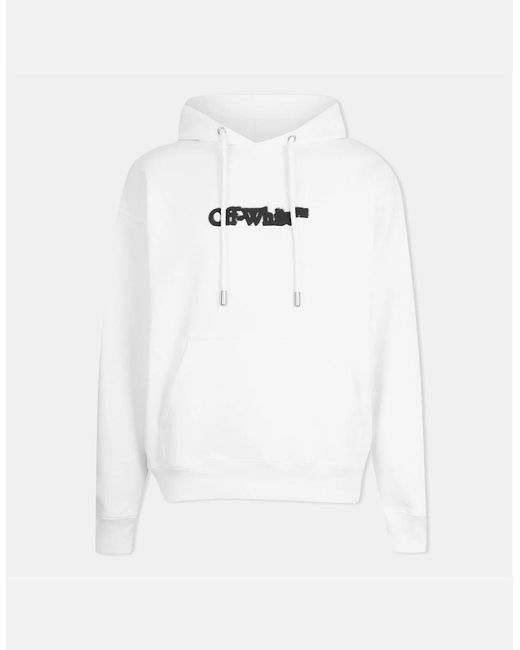 Off-White c/o Virgil Abloh White Embroidered Hooded Neck Long Sleeve Sweatshirt for men