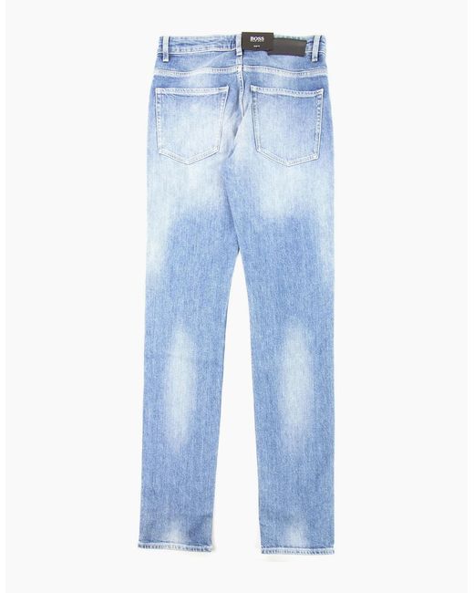 Boss Blue Delaware 3-1 Slim Fit Mid Stonewash Jeans for men