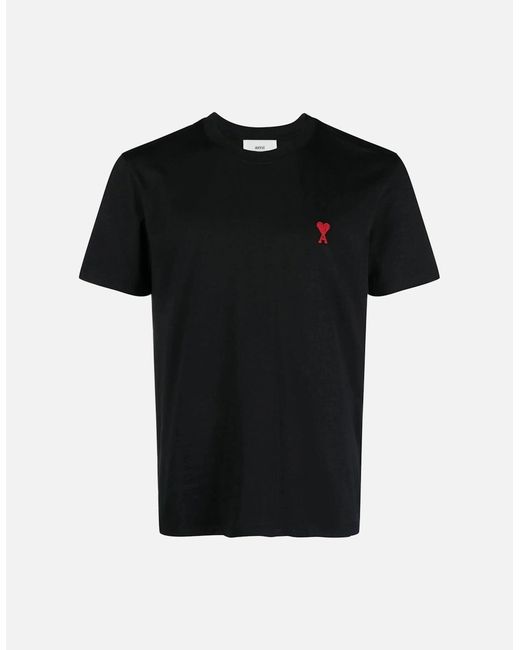 AMI Black Logo Le Coueur T-Shirt for men