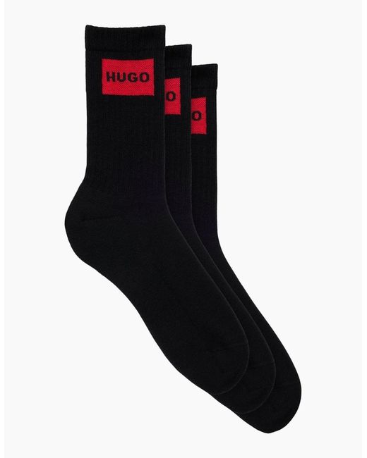 Boss Black 3-Pack Label Ribbed Sports Socks for men