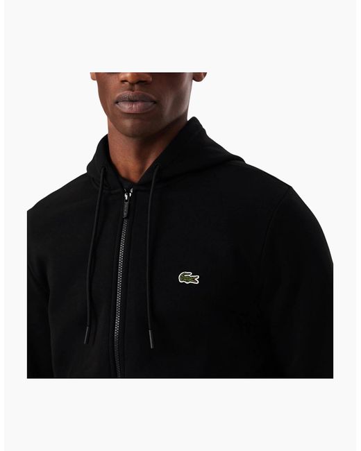 Lacoste Black Fleece Hoodie Zip Up Organic Cotton for men