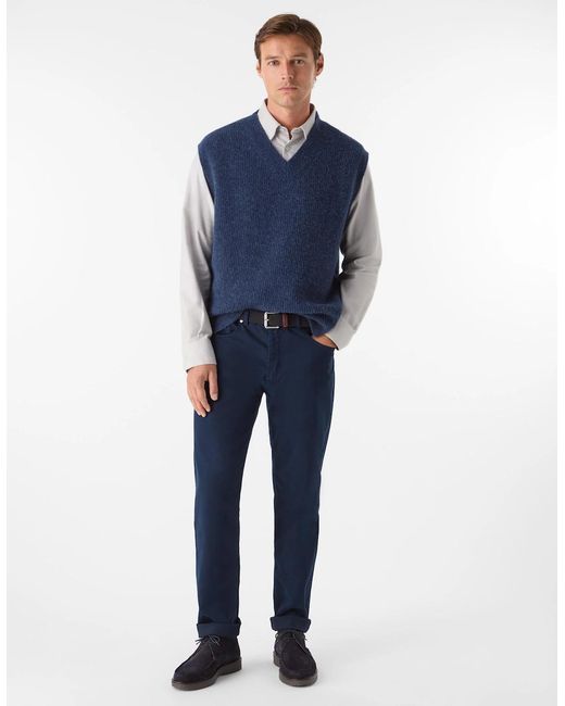 Oliver Sweeney Blue Alpaca Wool Blend Vest for men
