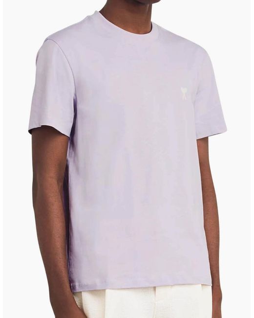 AMI Purple Lilac 'Ami De Coeur' Cotton T-Shirt for men