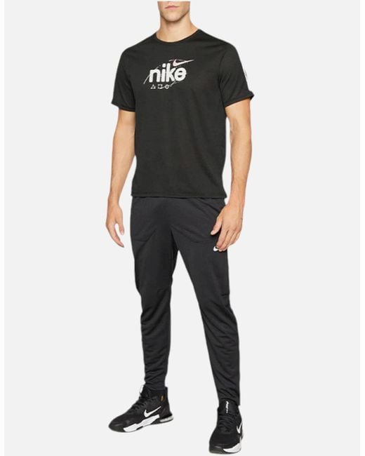 Nike Black Dri-Fit T Shirt Short Sleeve Quick Dry Miler Reflective Running Tops for men
