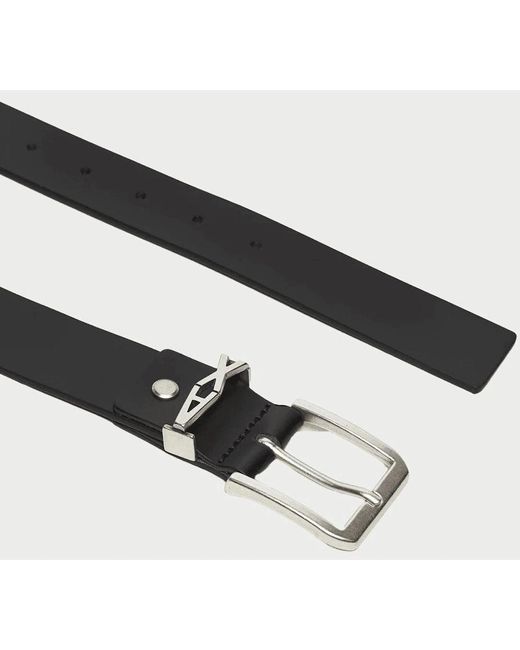 ARMANI EXCHANGE Black Ax Initial Logo Leather Belt for men