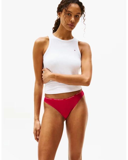 Tommy Hilfiger Pink 3 Pack Lace Trim Bikini Brief Multicolour