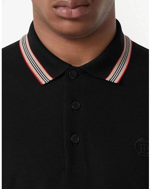 Burberry Black 'Pierson' Tb Collar Polo-Shirt for men