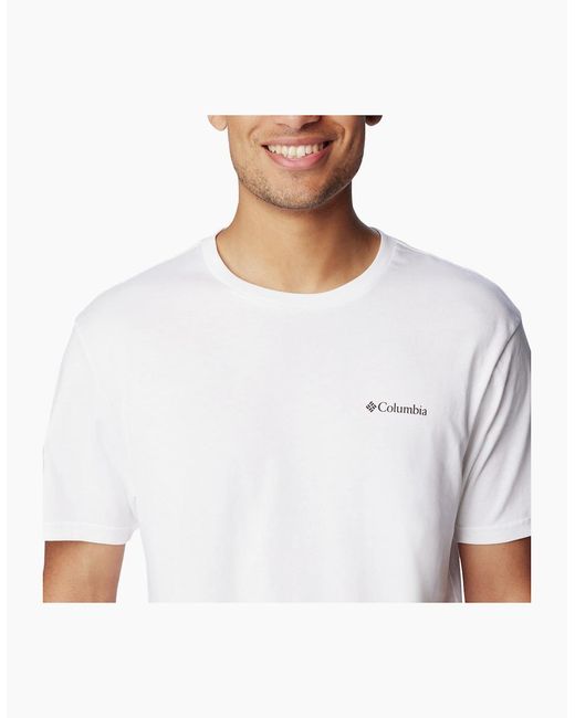 Columbia White Basic Small Chest Logo T-Shirt for men