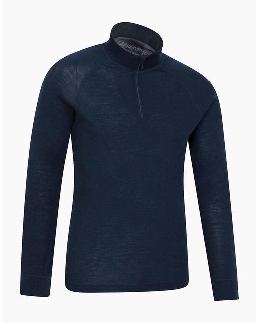 Mountain Warehouse Blue Merino Ii Base Layer Top for men