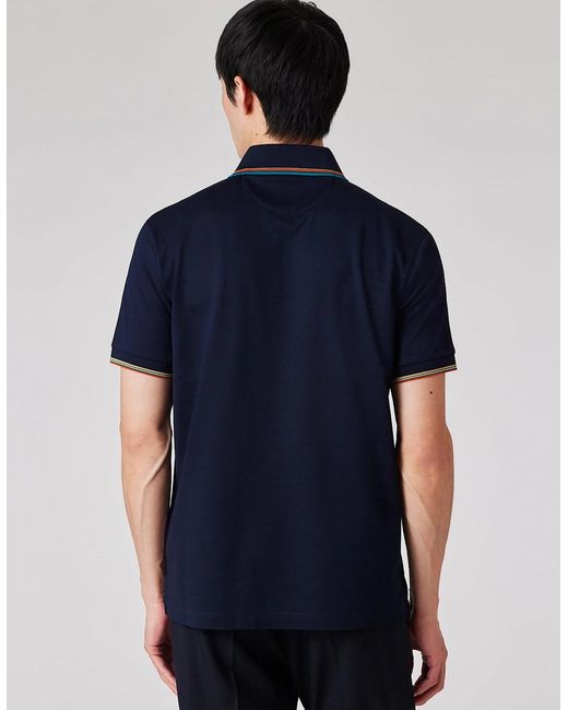 Paul Smith Blue Str Detail Polo Shirt 49 Dk for men