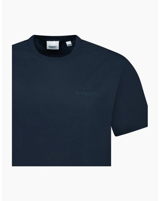 Burberry Blue 'Jenson' Crew Neck Logo T-Shirt for men