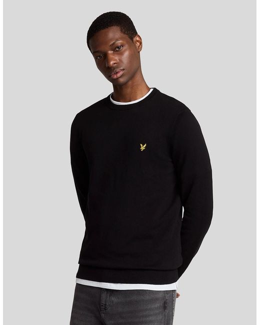 Lyle & Scott Black Cotton Crew Neck Jumper for men