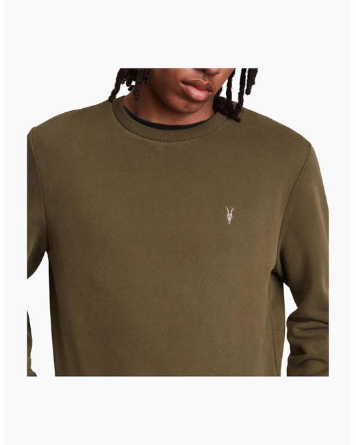 AllSaints Green All Saints Reven Sweatshirts Crew Neck Casual Cotton Pullover Winter Jumper for men