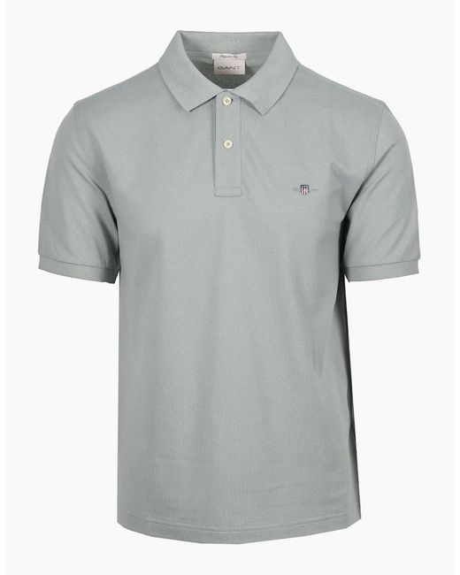 Gant Gray Reg Shield Ss Pique Polo Shirt Ceramic for men